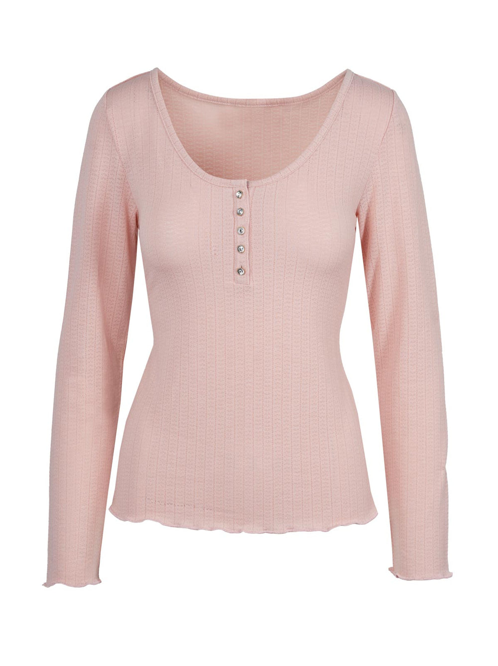 Tahani Henley Top - Silver Pink