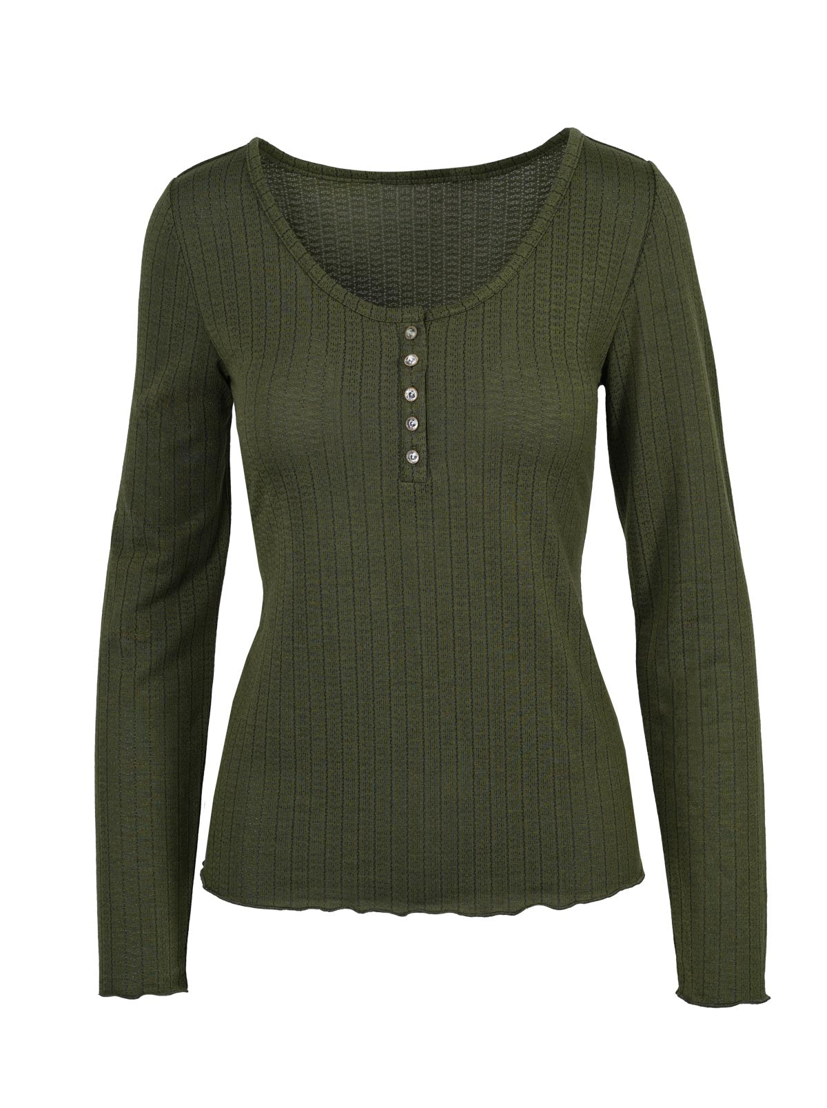 Tahani Henley Top - Bronze Green