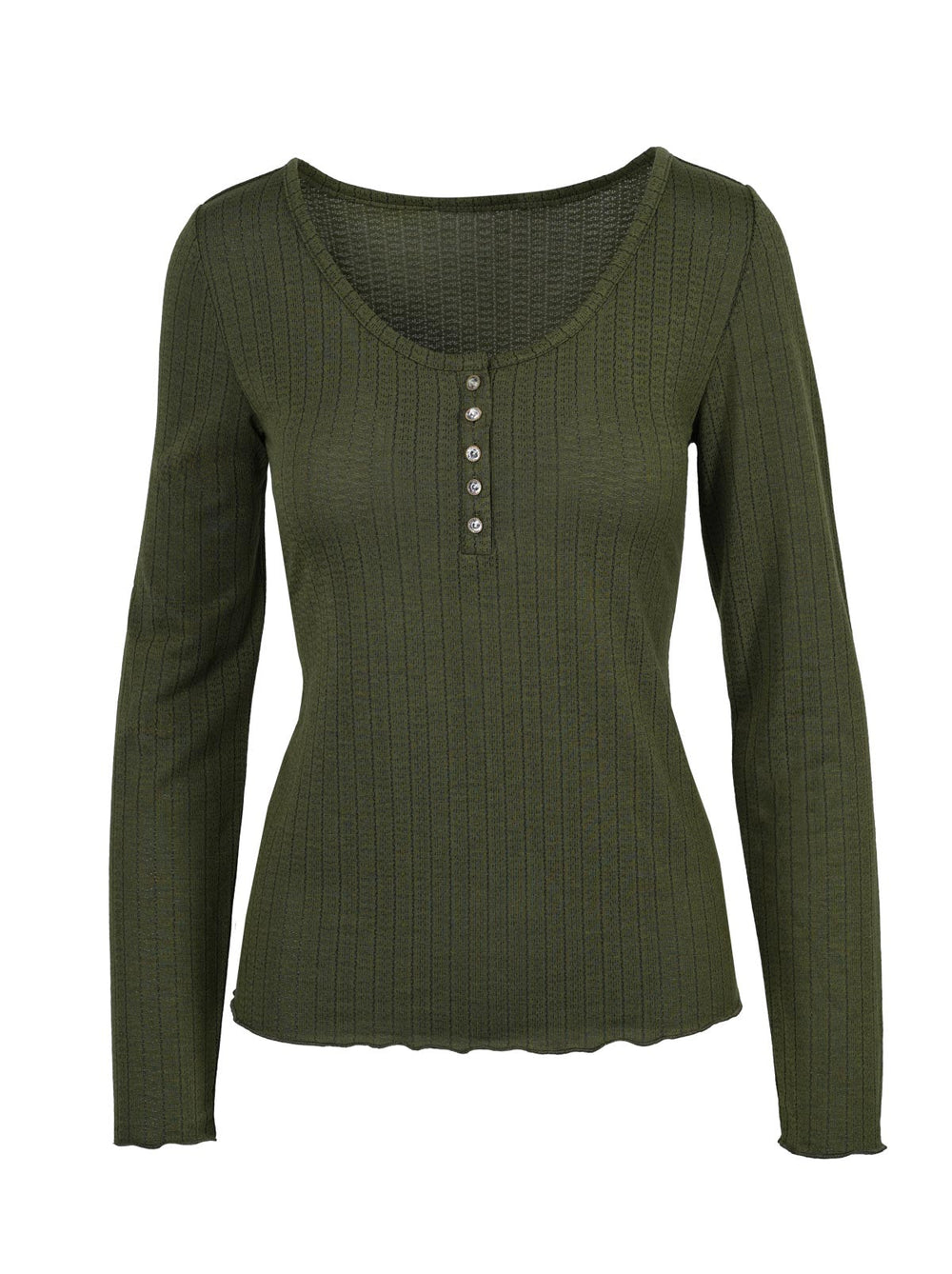 Tahani Henley Top - Bronze Green