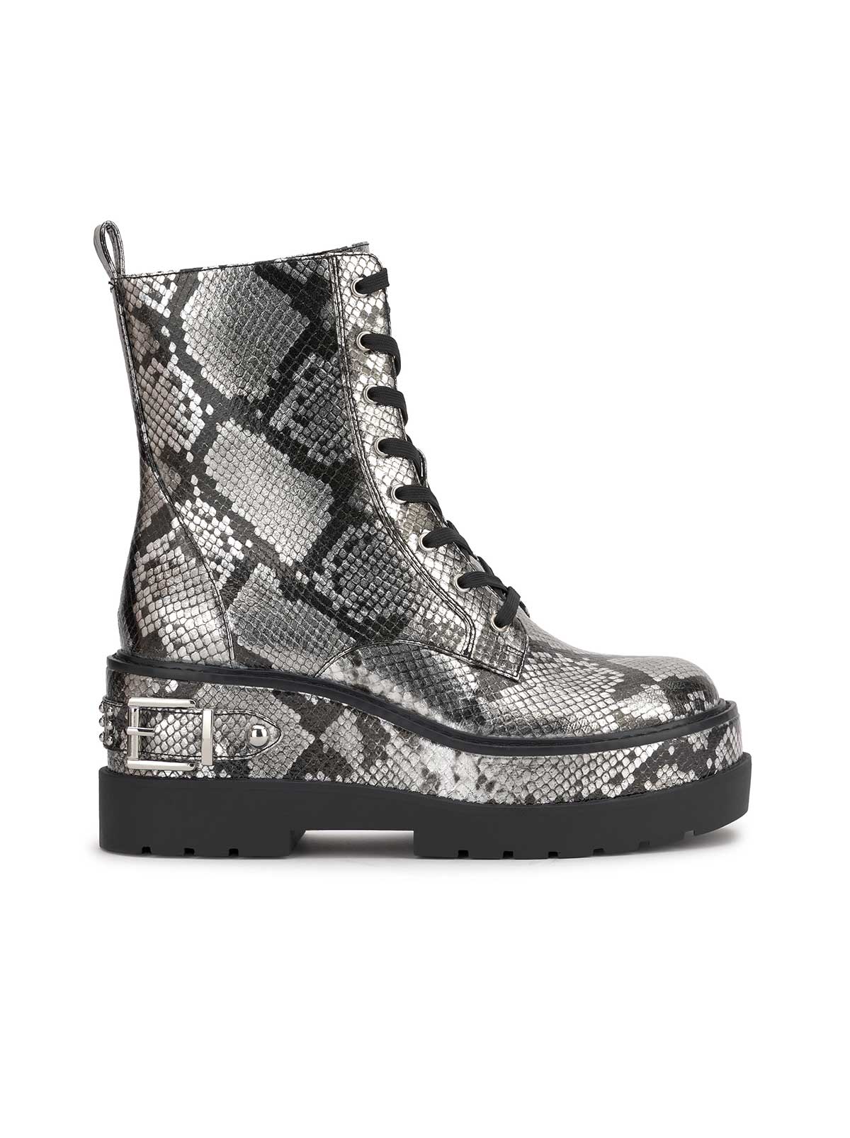 Imelda Combat Boot - Chrome Snake