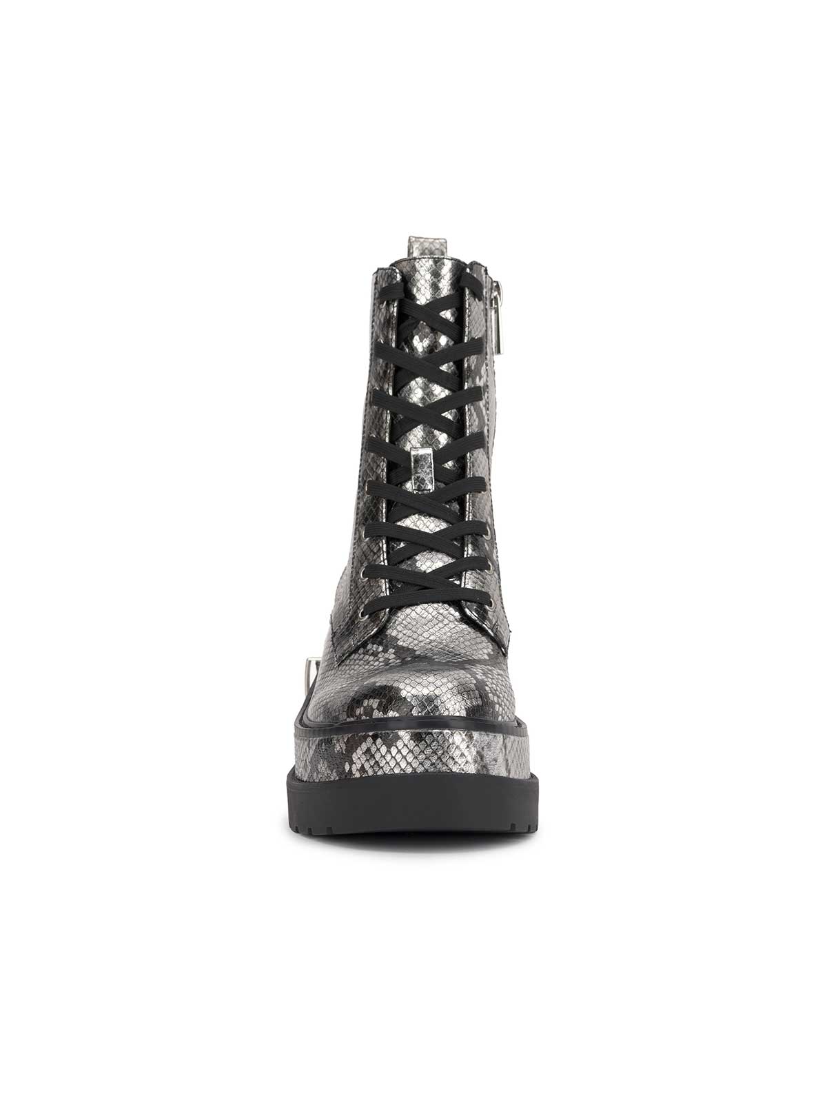 Imelda Combat Boot - Chrome Snake