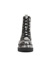 Imelda Combat Boot - Chrome Snake