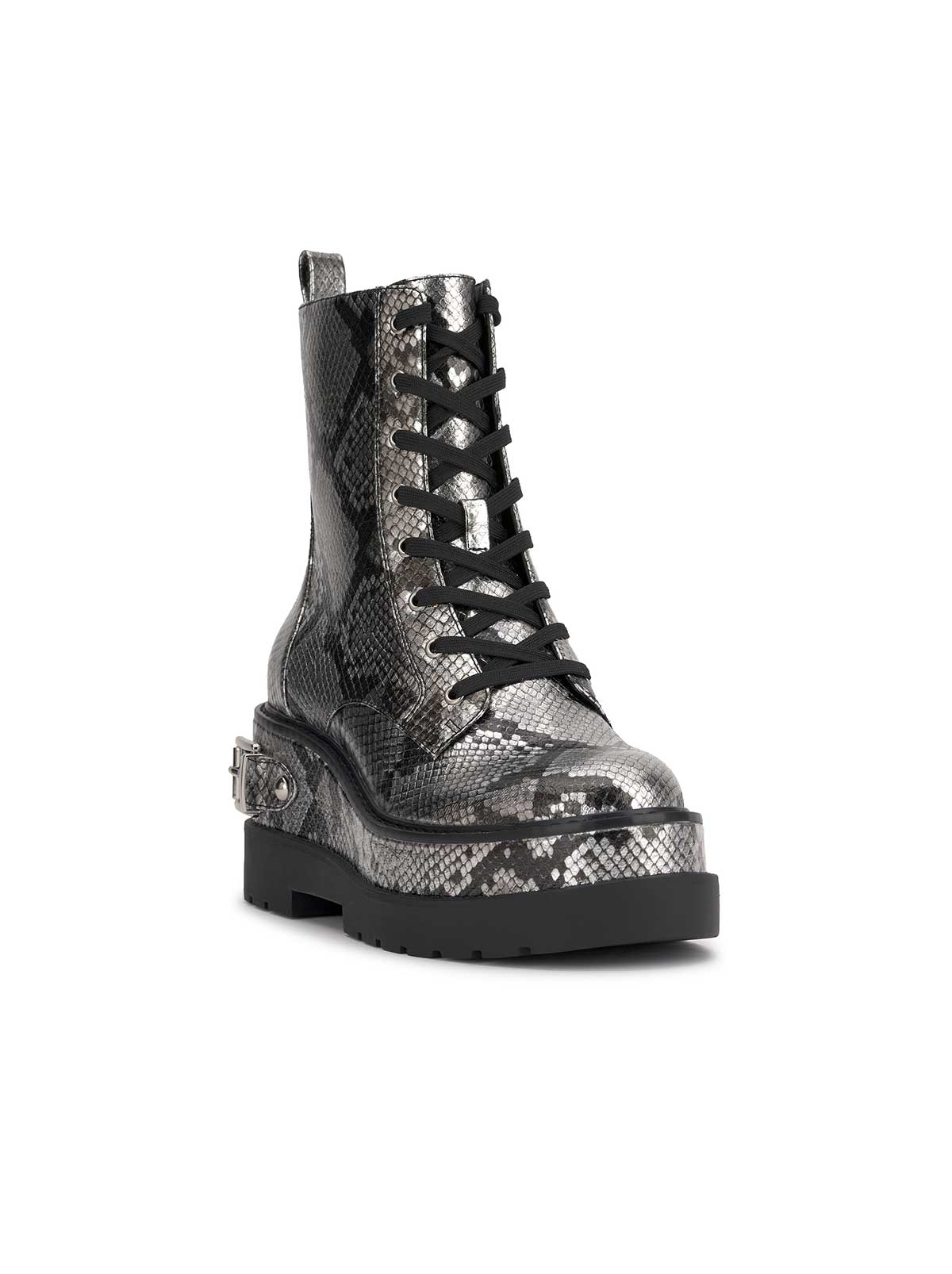 Imelda Combat Boot - Chrome Snake