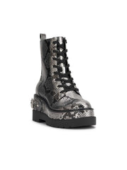 Imelda Combat Boot - Chrome Snake