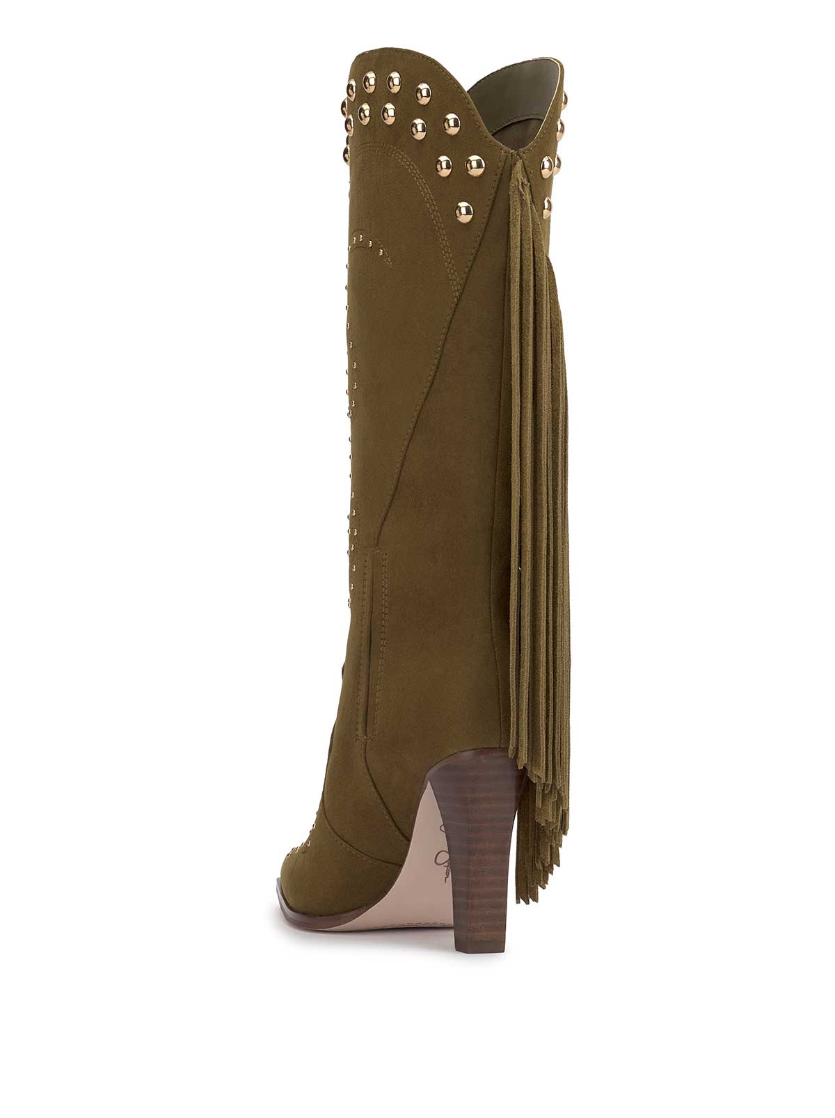 Rosera Studded Fringe Boot - Olive Green
