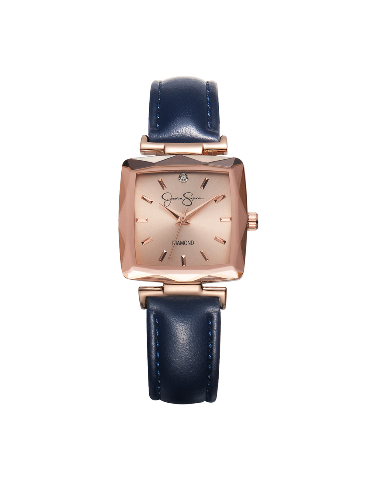 Cushion Case Strap Watch - Rose Gold Tone