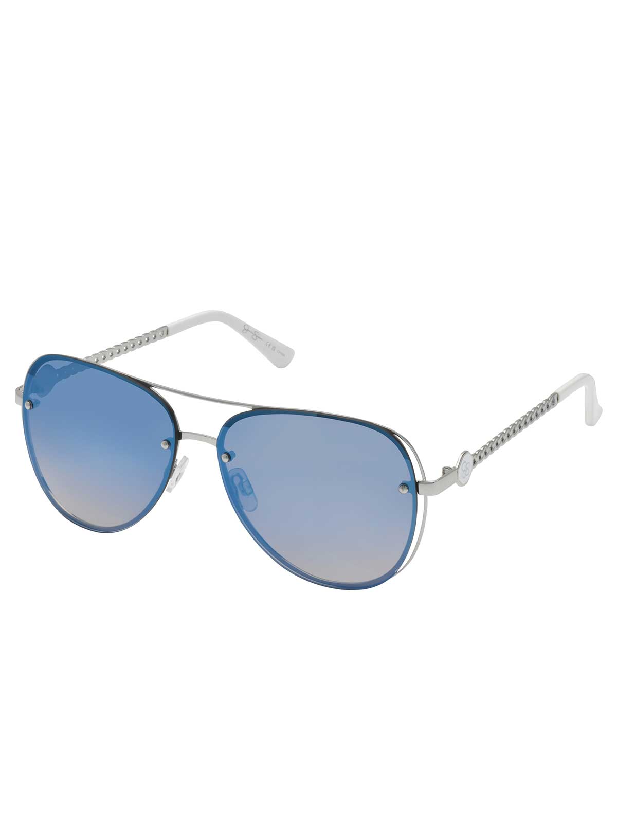 Chic Aviator Pilot Sunglasses - Silver & White