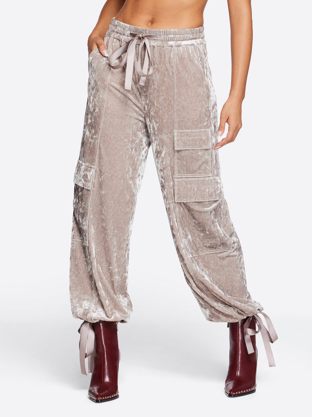 Velvet Cargo Pant - Pearl Grey