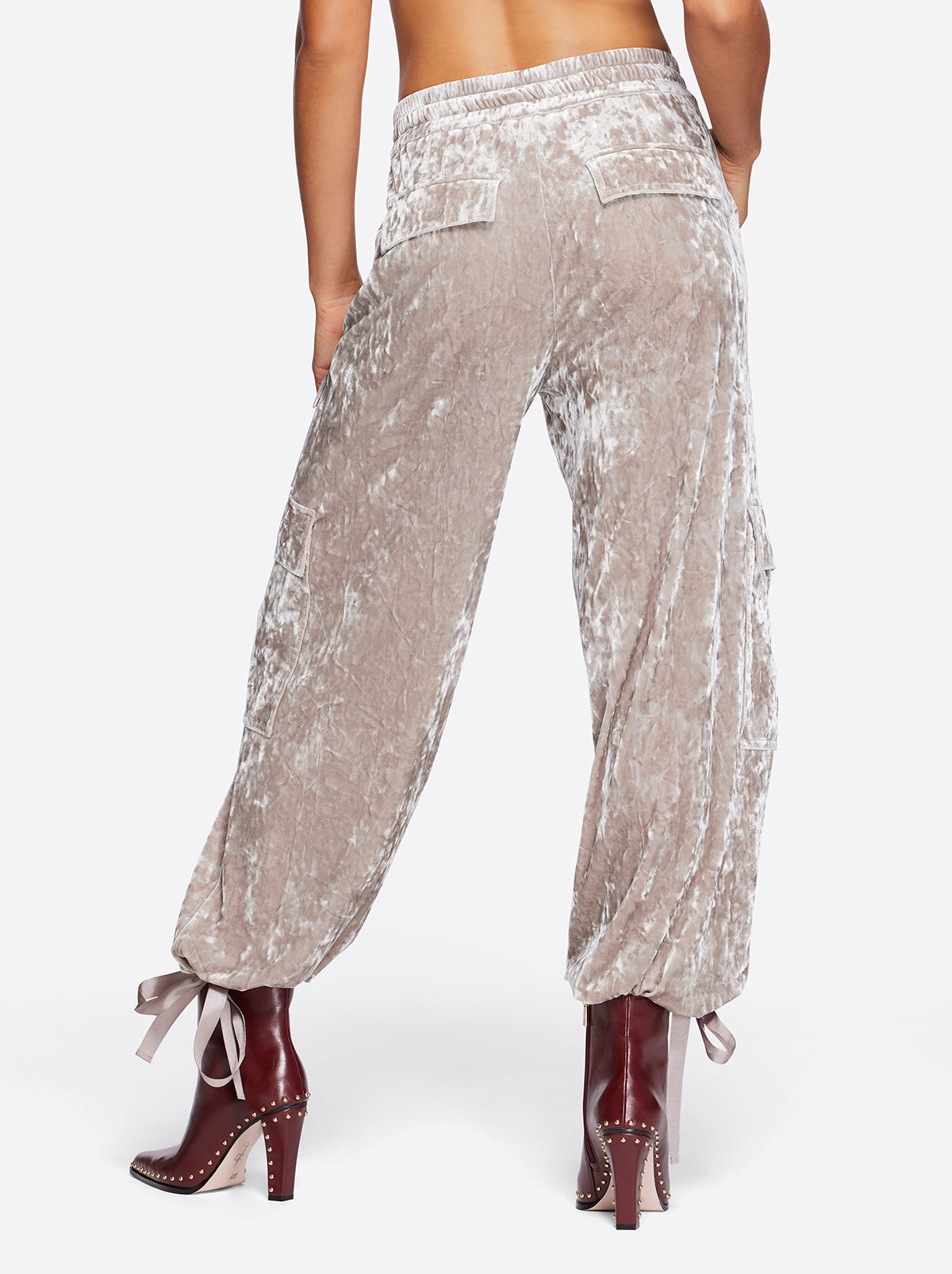 Velvet Cargo Pant - Pearl Grey