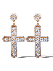 Pave Cross Dangle Earrings