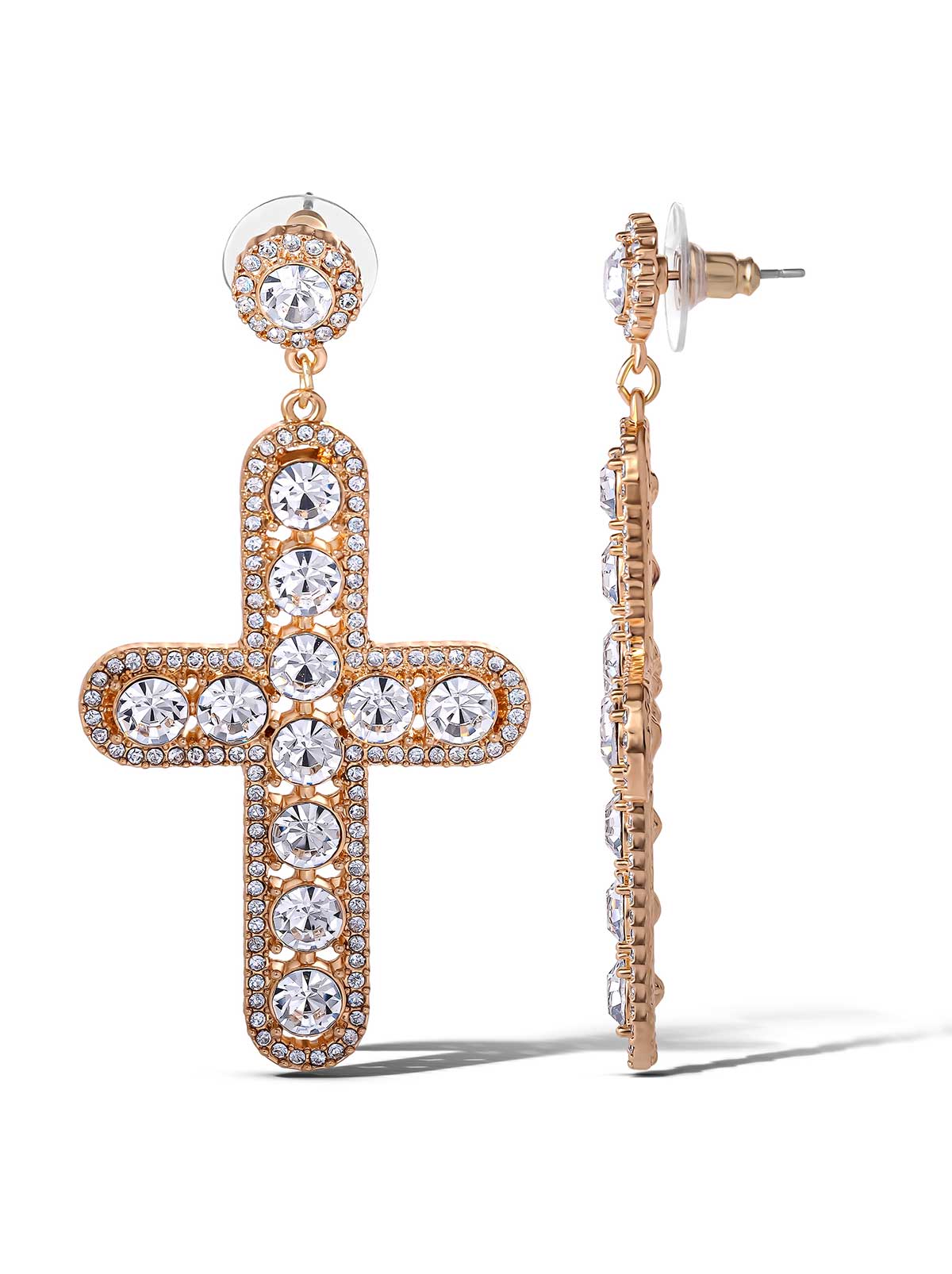Pave Cross Dangle Earrings