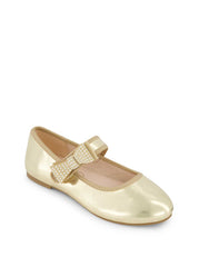 Little Girls' Amy Crystal Bow Ballet Flat - Gold