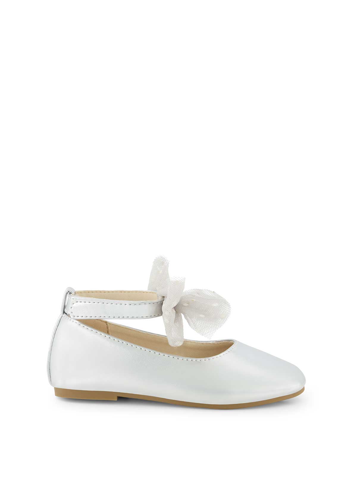 Toddler Amy Tulle Bow Ballet Flat - Silver