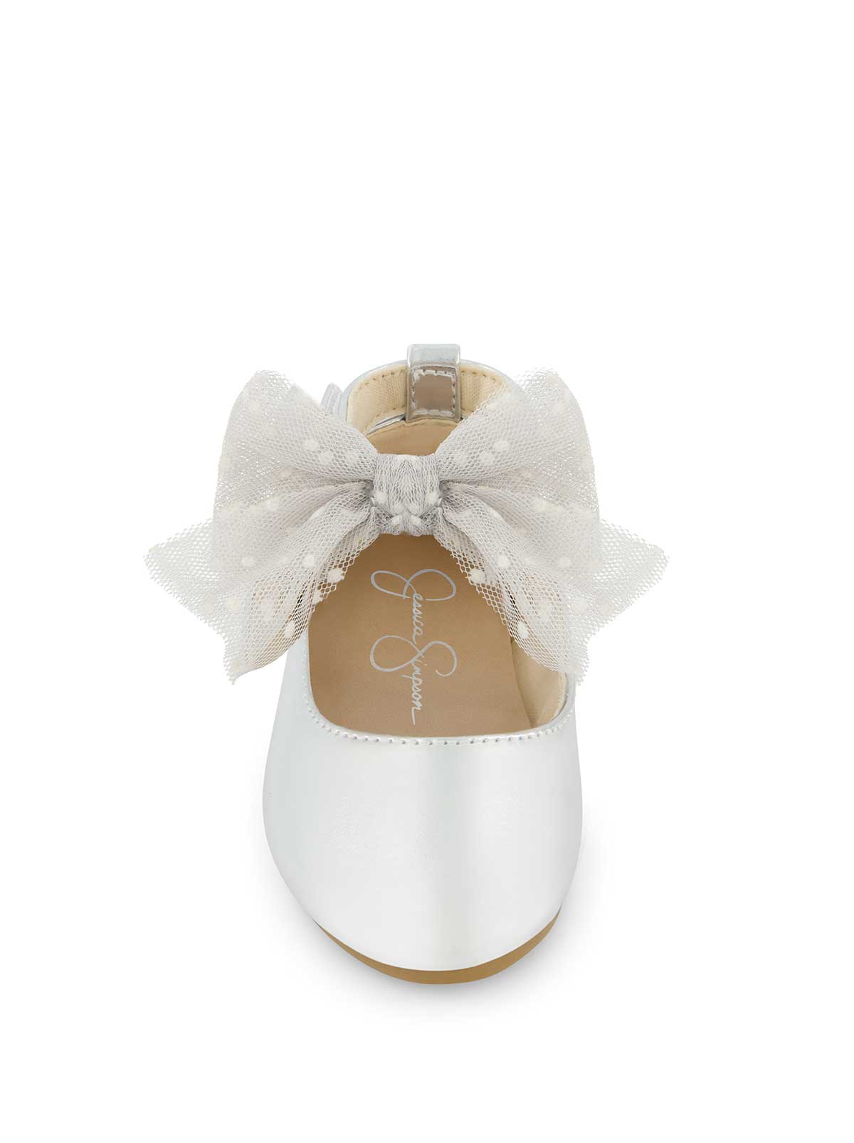 Toddler Amy Tulle Bow Ballet Flat - Silver