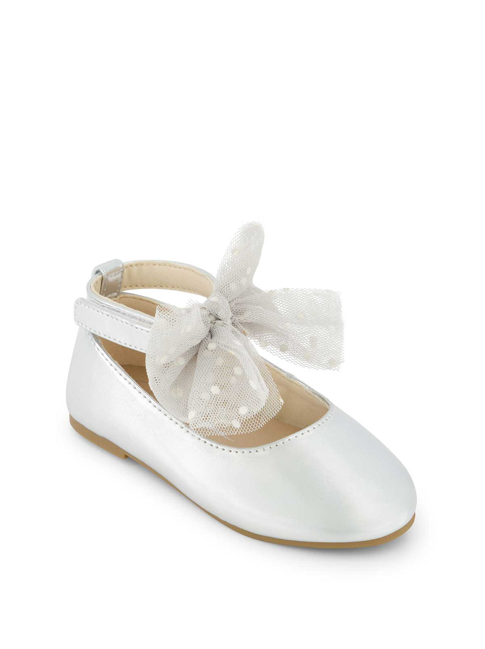 Toddler Amy Tulle Bow Ballet Flat - Silver