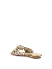 Dydra Knotted Flat Sandal - Silver & Gold