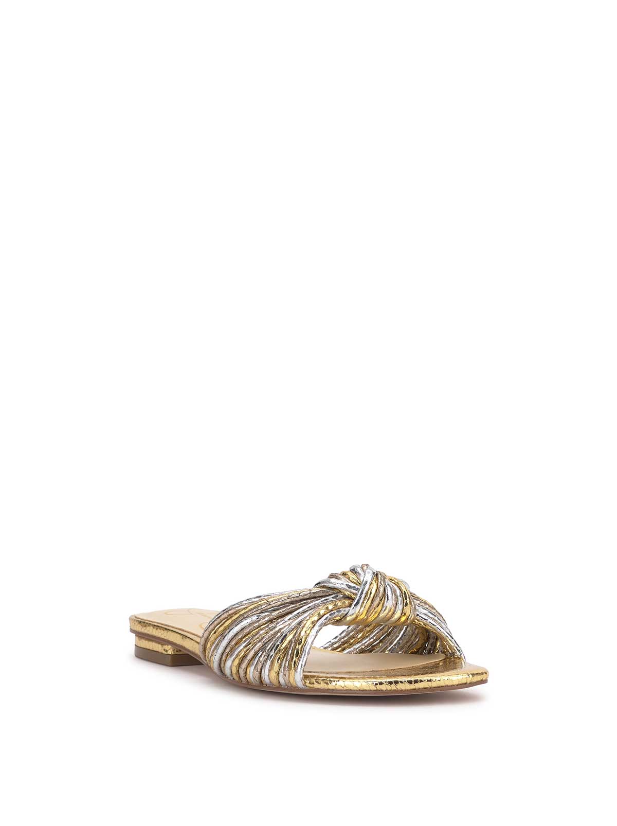Dydra Knotted Flat Sandal - Silver & Gold