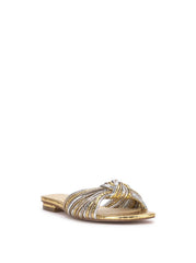 Dydra Knotted Flat Sandal - Silver & Gold