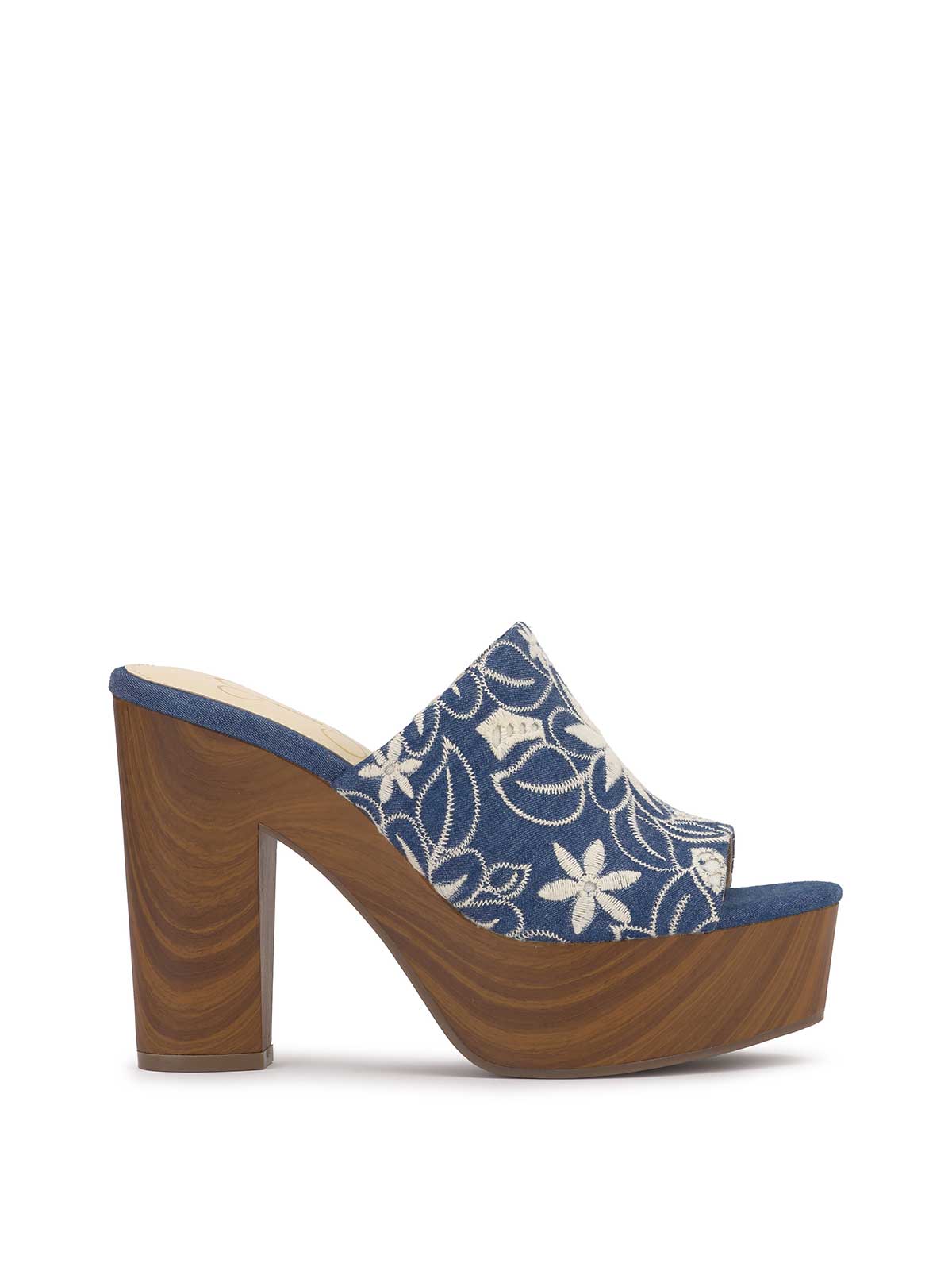Shelbie Platform Slide - Floral Denim