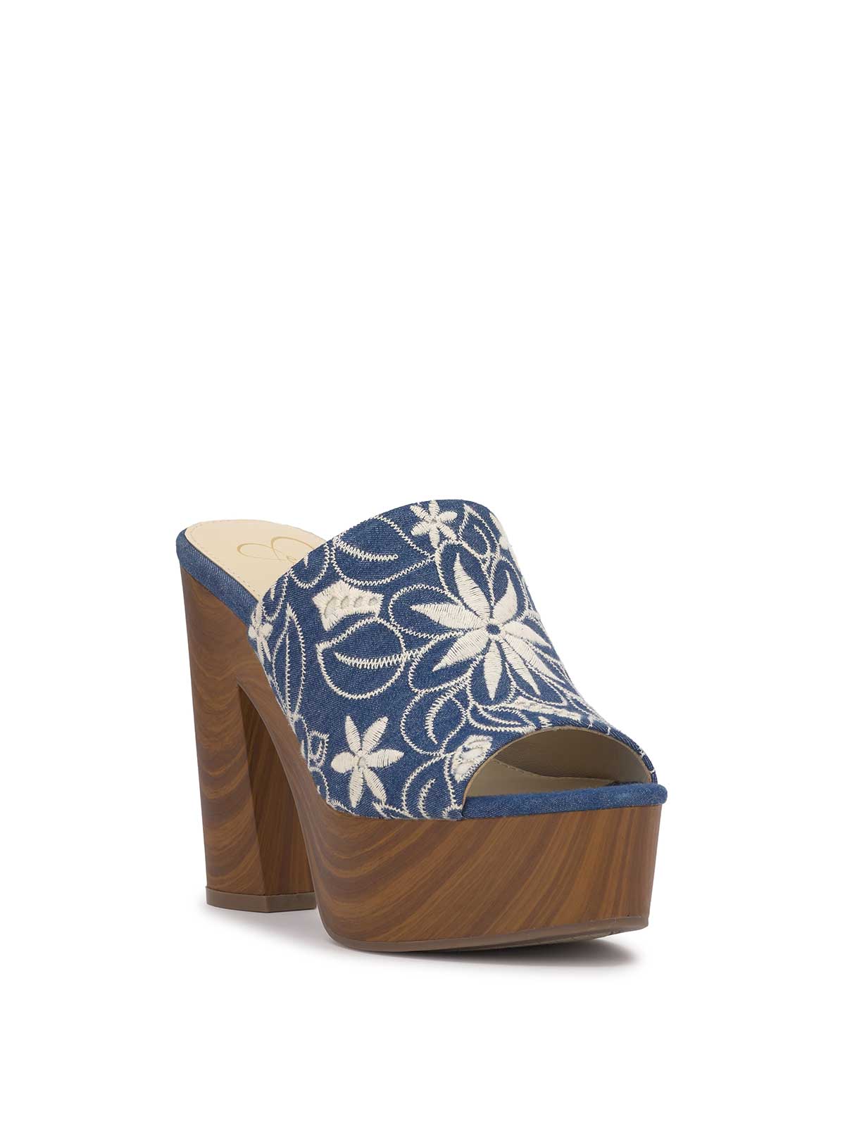 Shelbie Platform Slide - Floral Denim