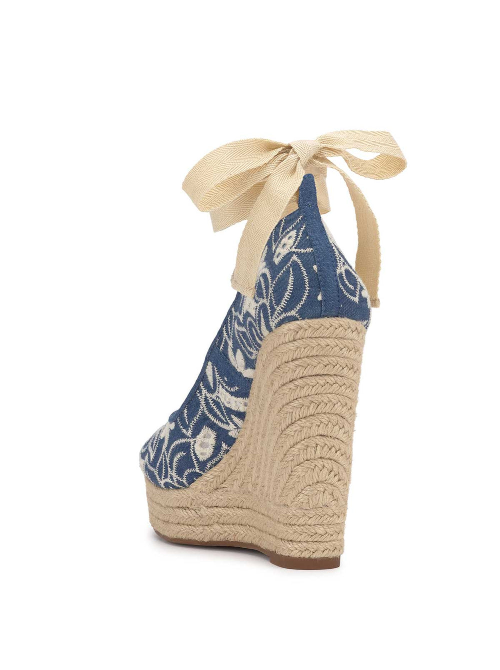 Zexie Platform Wedge - Floral Denim