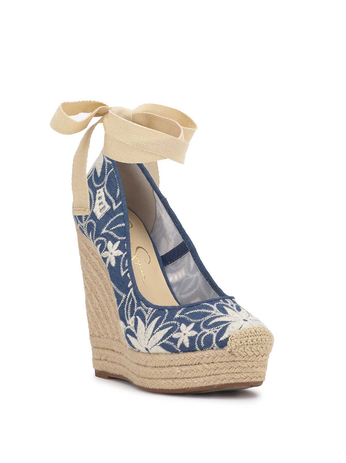 Zexie Platform Wedge - Floral Denim