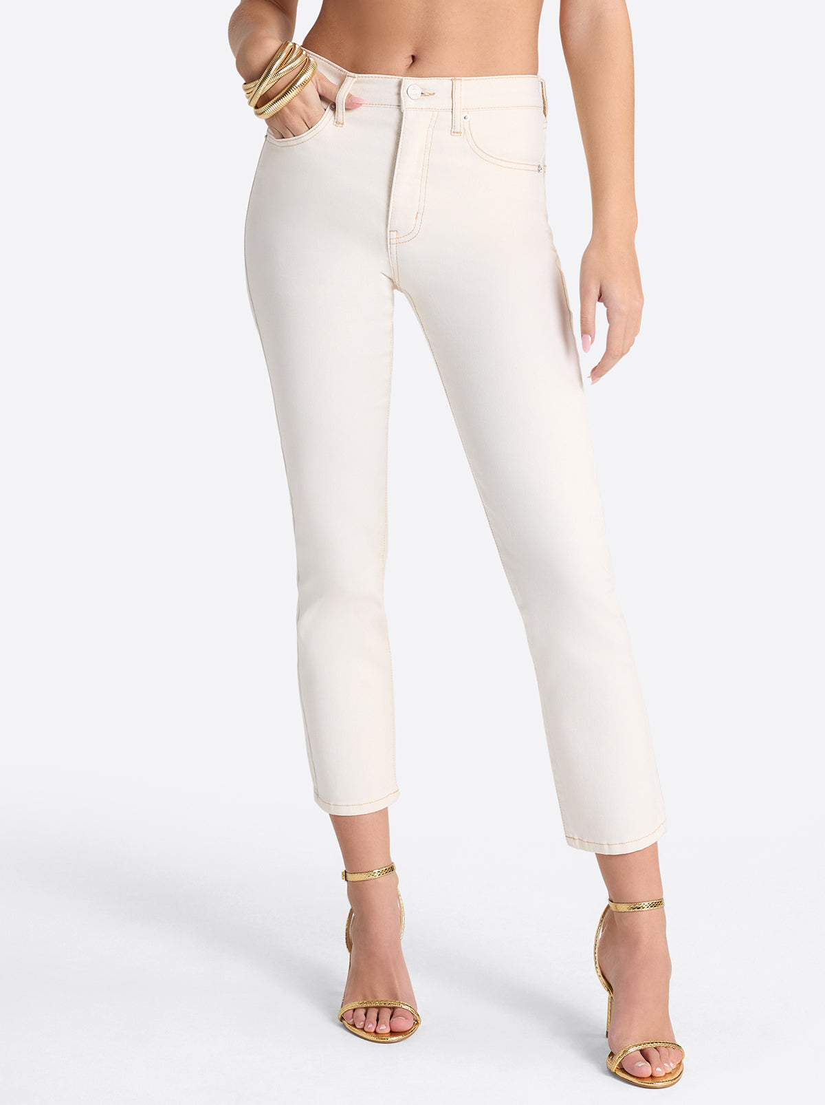 Harmony Straight High Rise Jeans - Ecru