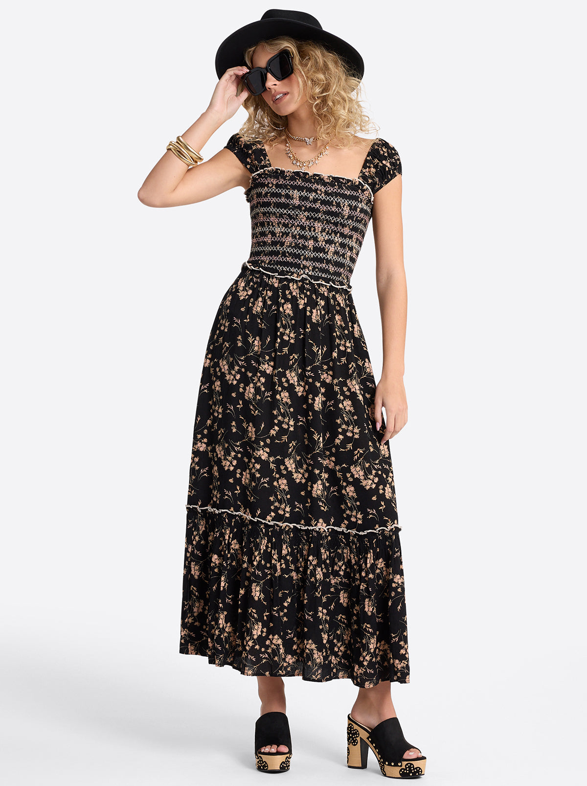 Clarice Maxi Dress - Obsidian Wispy Ditsies