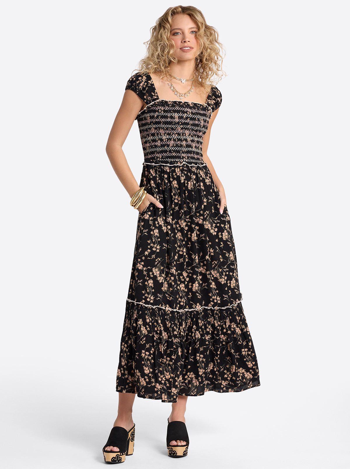 Clarice Maxi Dress - Obsidian Wispy Ditsies
