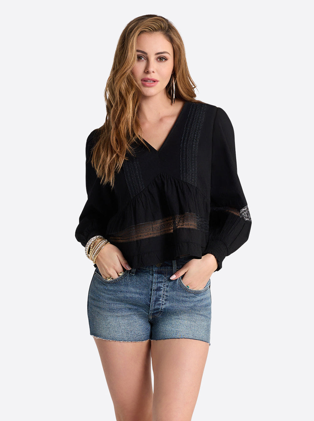 Elsie Babydoll Blouse - Black