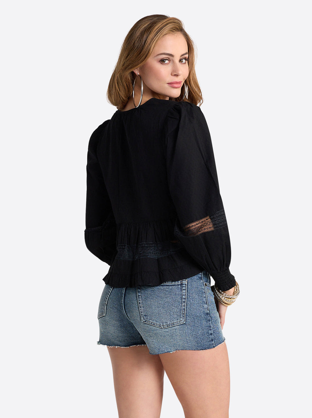 Elsie Babydoll Blouse - Black