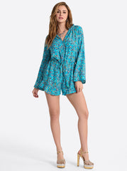 Aurelia Romper - Tile Blue Acrylic Ditsy