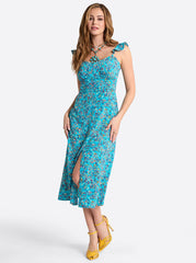 Sahira Dress - Tile Blue Acrylic Ditsy