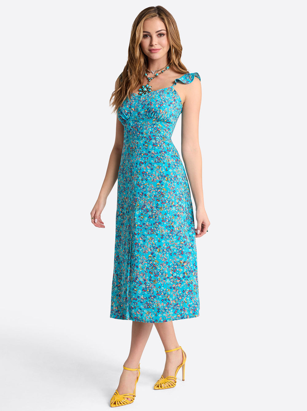 Sahira Dress - Tile Blue Acrylic Ditsy