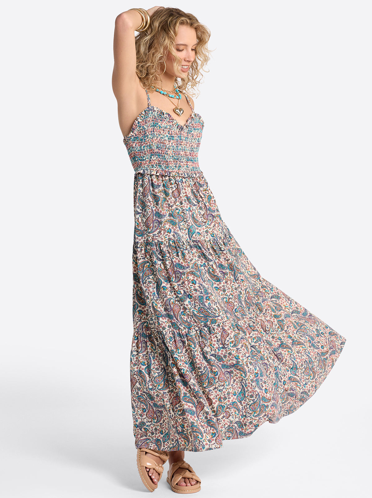 Bronte Dress - Buttercream Playful Paisleys