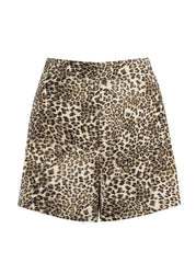 Jacinda Tailored Short - Vanilla Ice Petite Leopard