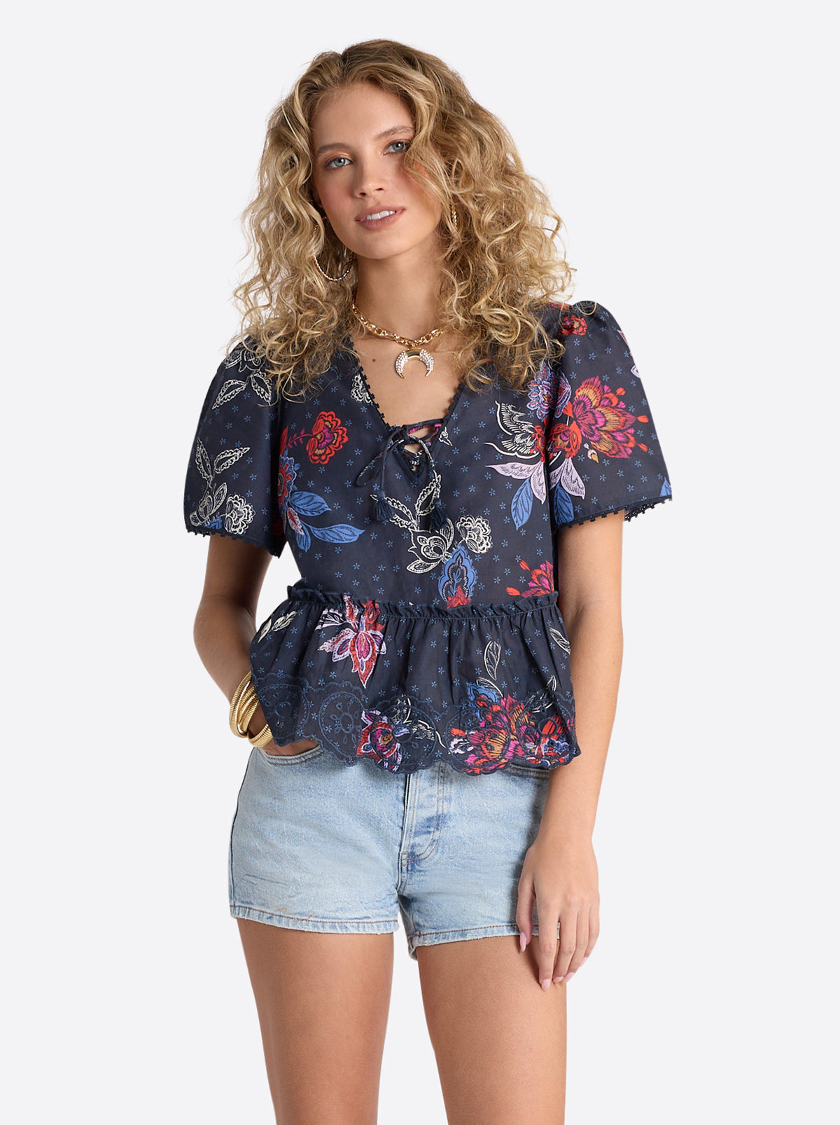 Raquelle Blouse - Polar Night Colorful Rio