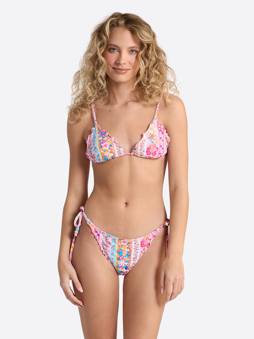 Lettuce Edge String Triangle Top - Flower Paradise