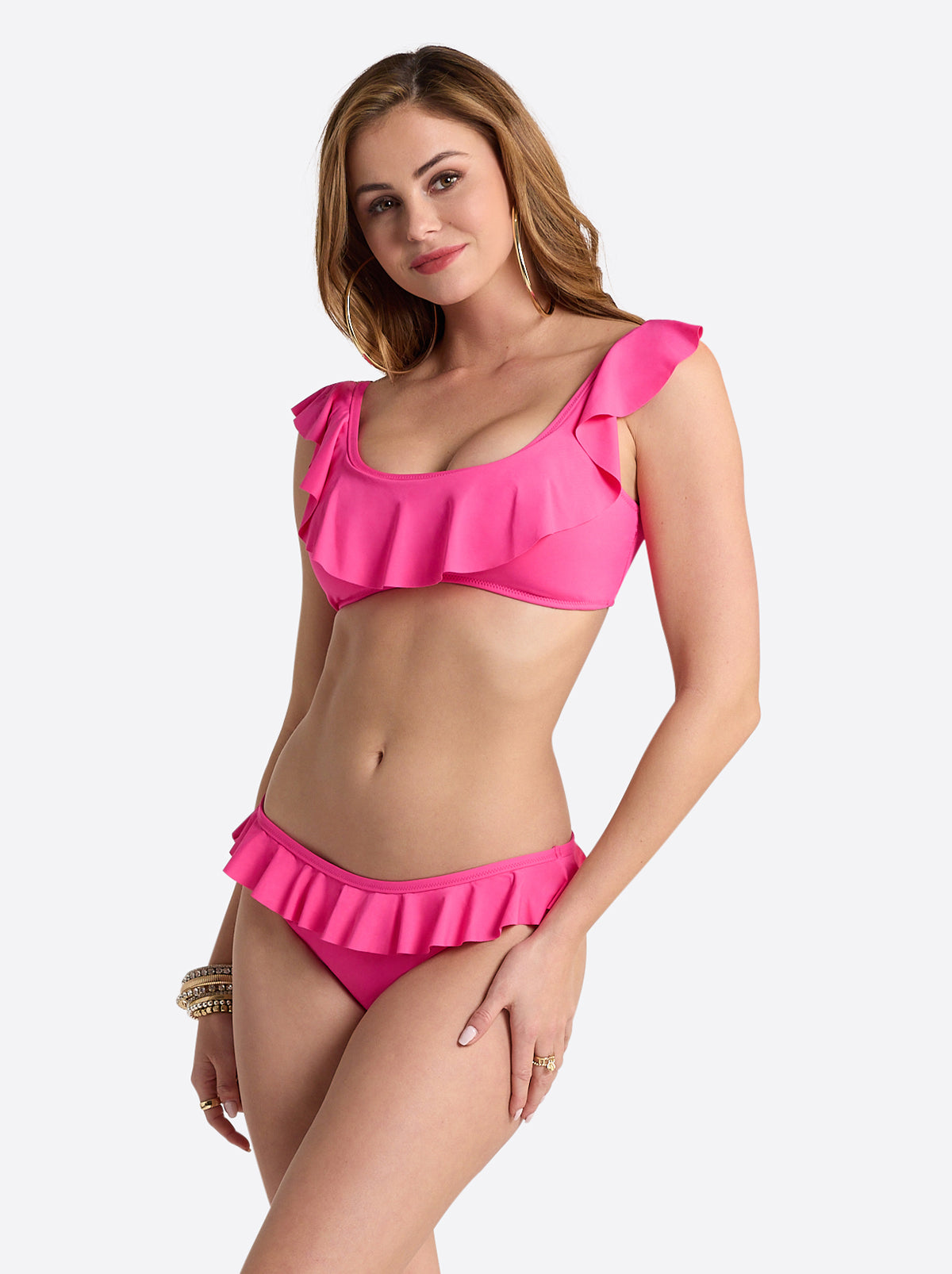 Solids Ruffle Bralette - Hot Pink
