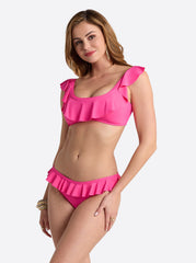 Solids Ruffle Bralette - Hot Pink