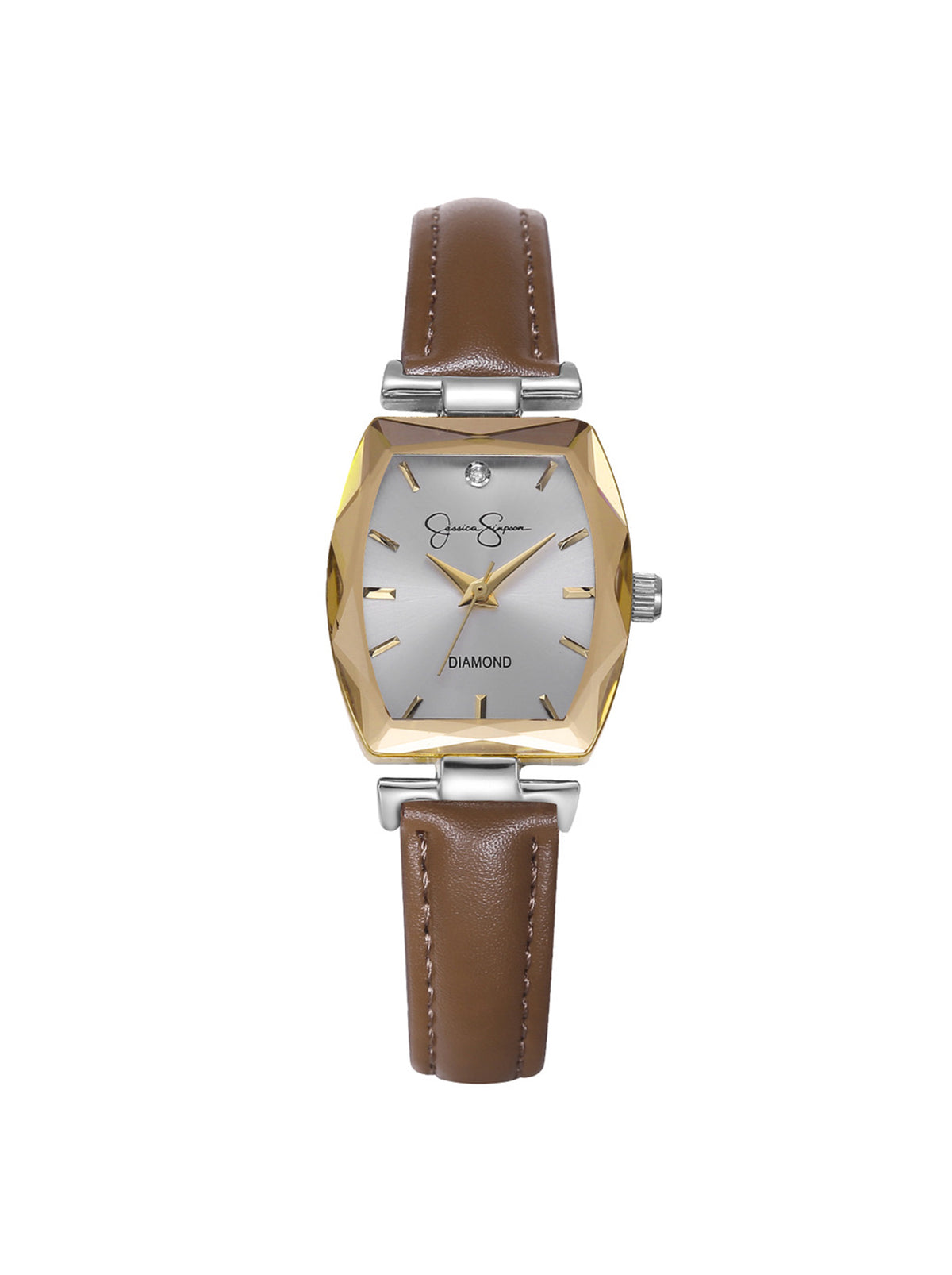 Diamond Dial Strap Watch - Brown
