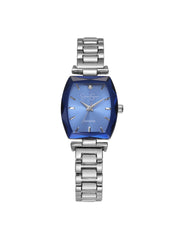 Faceted Bezel Bracelet Watch - Silver & Blue